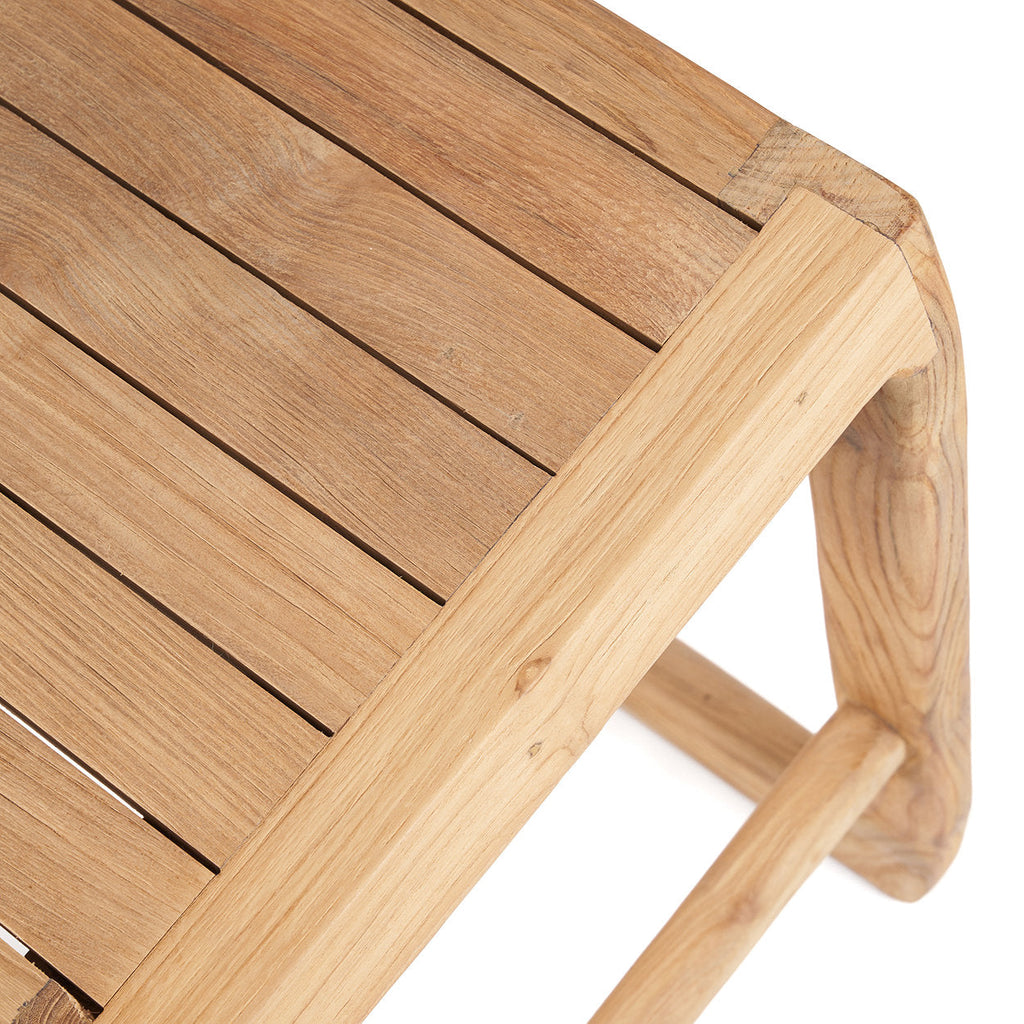 Barkruk gerecycled teakhout Ithaca naturel, zitvlak 42 x 42 cm, hoogte 70 cm, binnen en buiten