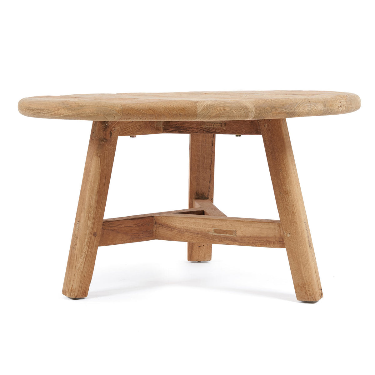 Salontafel gerecycled teakhout Fusuma L, rond, naturel – Ø 80 x 45 cm, woonkamer