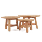 Salontafel gerecycled teakhout Fusuma L, rond, naturel – Ø 80 x 45 cm, woonkamer