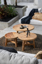 Salontafel gerecycled teakhout Fusuma L, rond, naturel – Ø 80 x 45 cm, woonkamer