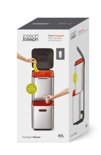 Prullenbak afvalscheiding Totem Compact stone wit, 2 x 20 liter, stapelbaar met uitneembare emmers, keuken