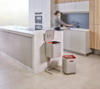 Prullenbak afvalscheiding Totem Compact stone wit, 2 x 20 liter, stapelbaar met uitneembare emmers, keuken