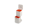 Prullenbak afvalscheiding Totem Compact stone wit, 2 x 20 liter, stapelbaar met uitneembare emmers, keuken