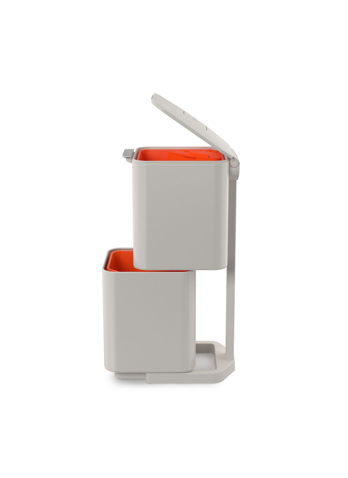 Prullenbak afvalscheiding Totem Compact stone wit, 2 x 20 liter, stapelbaar met uitneembare emmers, keuken