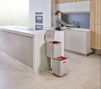 Prullenbak afvalscheiding Totem Compact stone wit, 2 x 20 liter, stapelbaar met uitneembare emmers, keuken