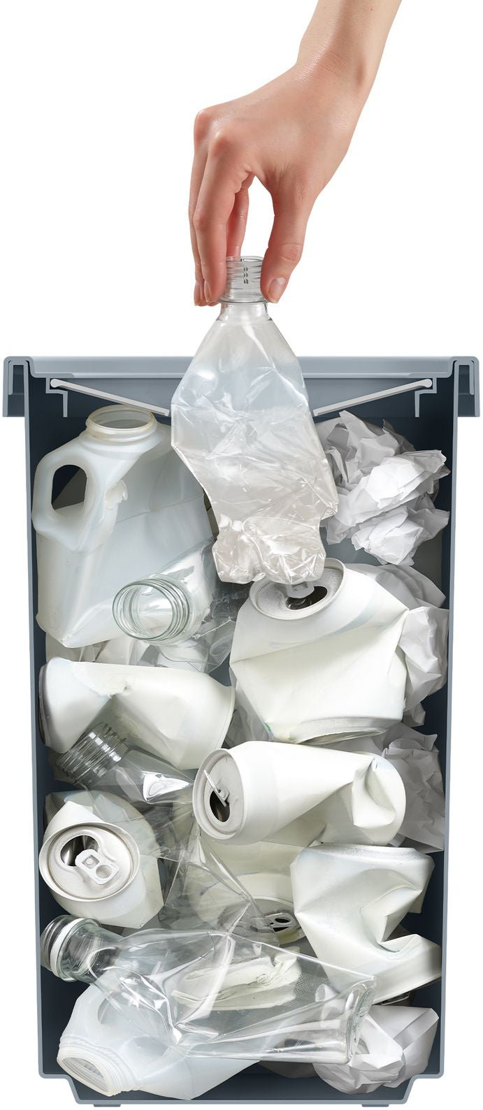 Prullenbak voor recycling GoRecycle blauw 32 L, met valkleppen en klikrand voor keuken of badkamer