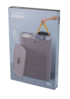 Wasmand met 2 uitneembare stoffen zakken, grijs, 2 x 45 liter (90 liter), model Tota, voor badkamer en slaapkamer