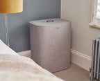 Wasmand met 2 uitneembare stoffen zakken, grijs, 2 x 45 liter (90 liter), model Tota, voor badkamer en slaapkamer