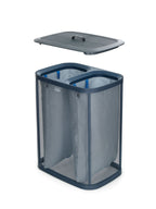 Wasmand 2 vakken stoffen zakken zwart, Tota 2 x 45 L (90 L) voor badkamer, slaapkamer of washok