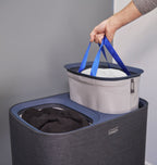 Wasmand 2 vakken stoffen zakken zwart, Tota 2 x 45 L (90 L) voor badkamer, slaapkamer of washok