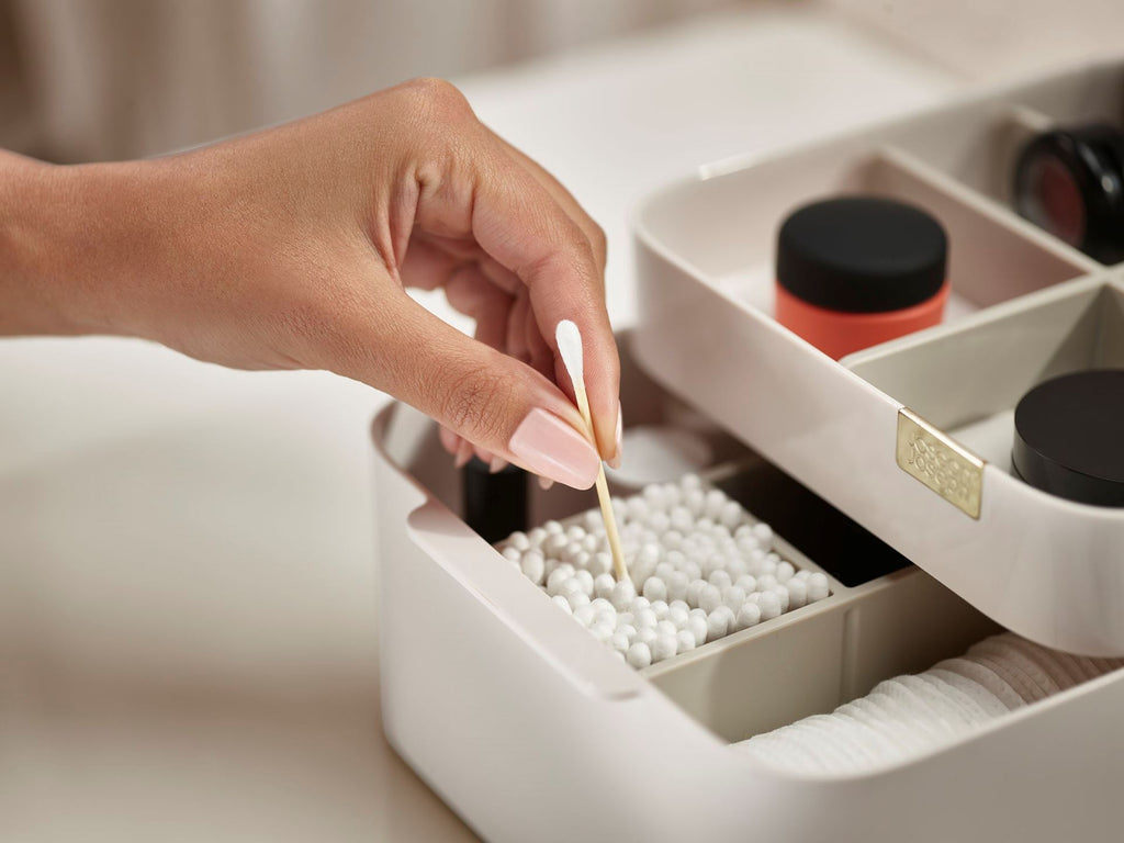 Make-up organiser met handspiegel Viva Make Me Up, grijs, set van 2 voor kwasten, mascara en palettes