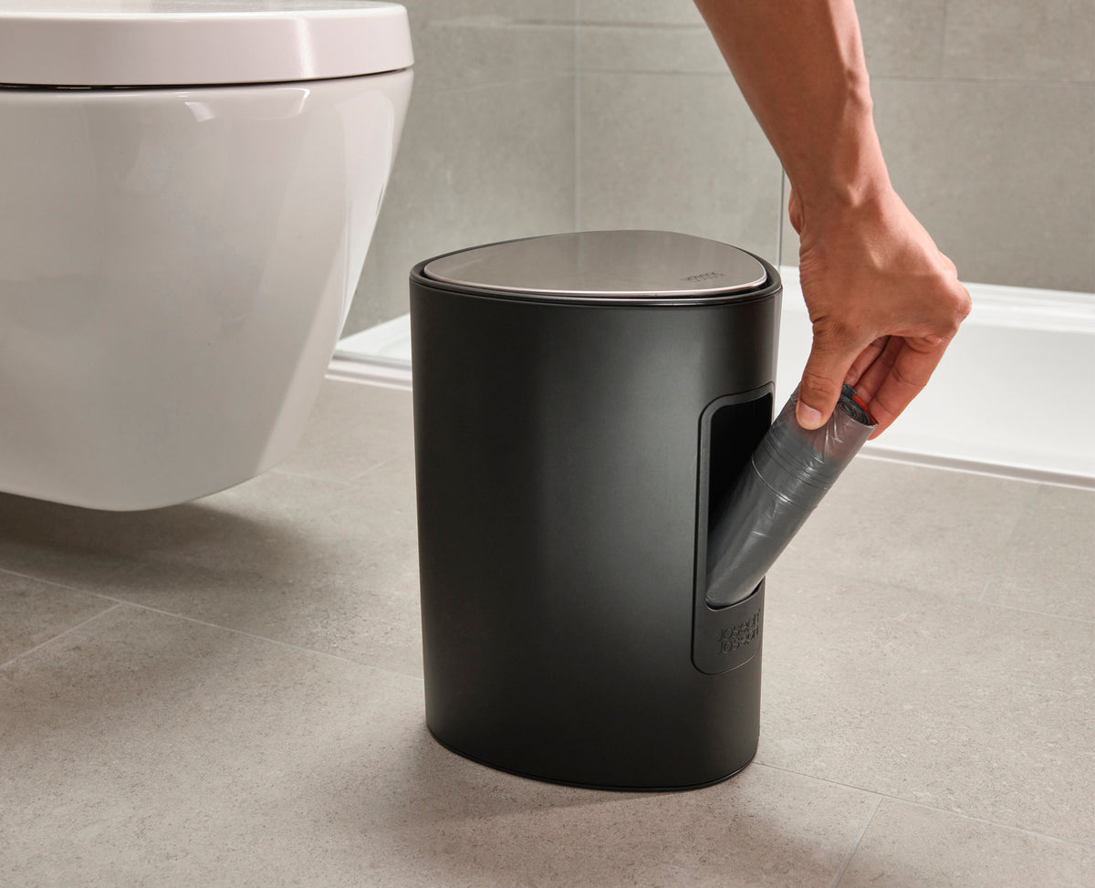 Pedaalemmer staal EasyStore mat zwart 5 L, 30,8 x 22 x 25,5 cm, voor badkamer, kantoor en slaapkamer