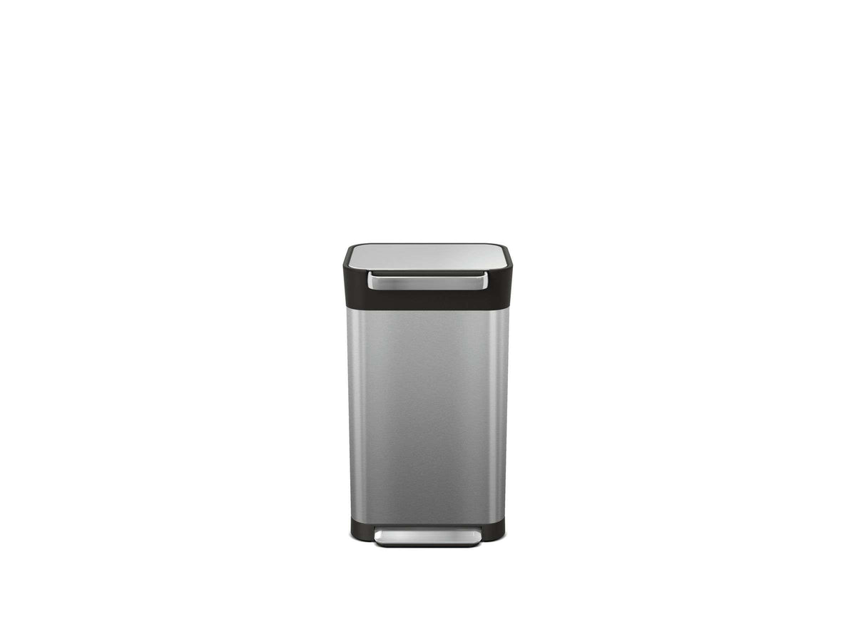 Prullenbak roestvrij staal Titan met afvalcompressor en pedaal, zilver, 30 L – 34,4 x 39 x 68,4 cm, keuken