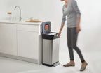 Prullenbak roestvrij staal Titan met afvalcompressor en pedaal, zilver, 30 L – 34,4 x 39 x 68,4 cm, keuken