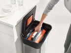 Prullenbak roestvrij staal Titan met afvalcompressor en pedaal, zilver, 30 L – 34,4 x 39 x 68,4 cm, keuken