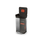 Prullenbak roestvrij staal Titan met afvalcompressor en pedaal, zilver, 30 L – 34,4 x 39 x 68,4 cm, keuken