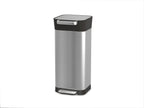 Prullenbak roestvrij staal Titan zilvergrijs 20 L, met compressor, voetpedaal en soft-close deksel