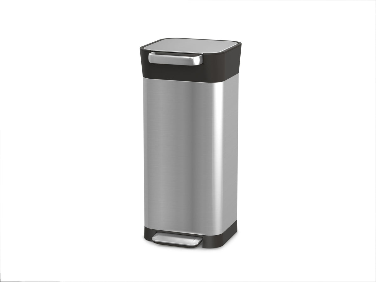 Prullenbak roestvrij staal Titan zilvergrijs 20 L, met compressor, voetpedaal en soft-close deksel