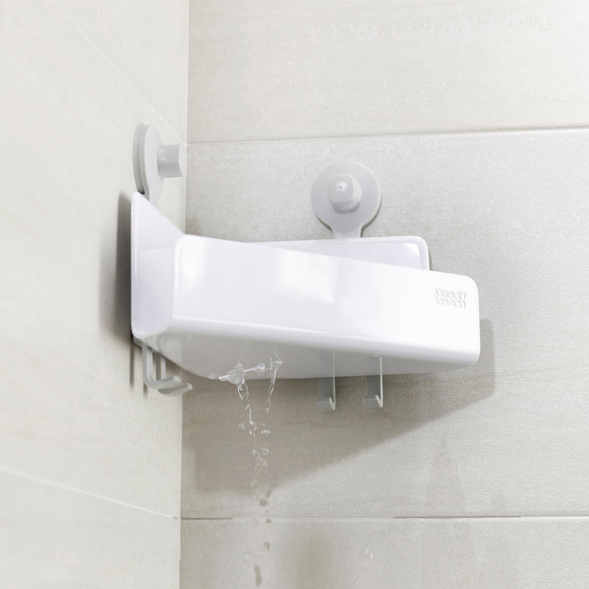Doucherek met spiegel wit, met zuignappen en afwateringsgat, verstelbare breukvaste spiegel voor de badkamer