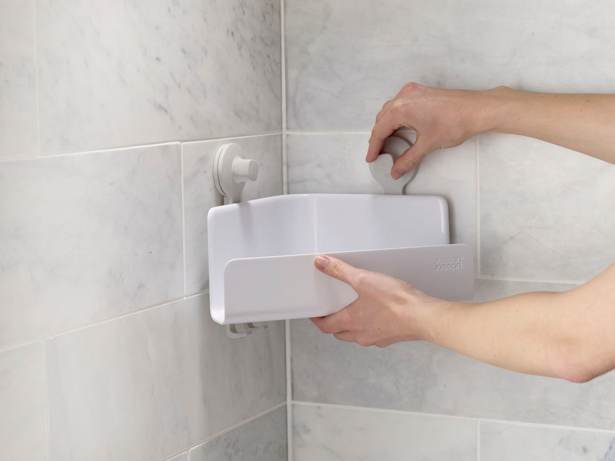 Doucherek met spiegel wit, met zuignappen en afwateringsgat, verstelbare breukvaste spiegel voor de badkamer