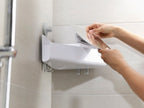 Doucherek met spiegel wit, met zuignappen en afwateringsgat, verstelbare breukvaste spiegel voor de badkamer
