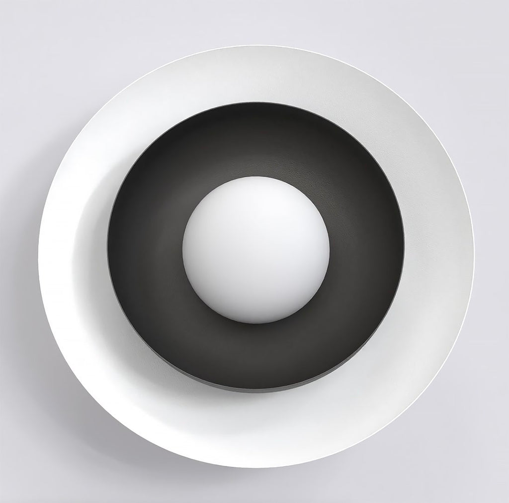 Wandlamp Poppi gepoedercoat staal, Scandinavisch, zwart met witte lampenkap, 30 x 30 cm, G9