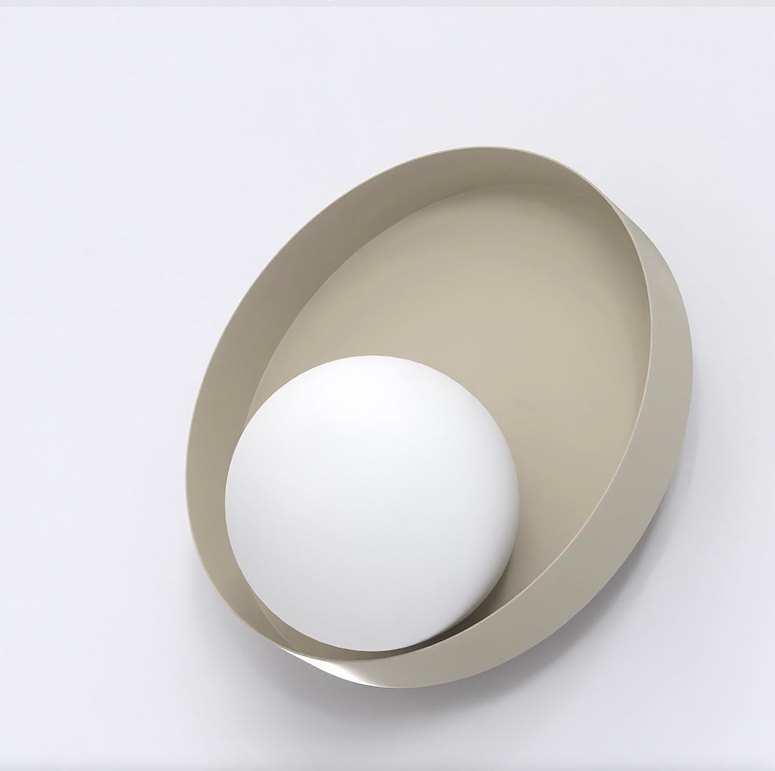 Wandlamp gepoedercoat staal minimalistisch Kido K1 mokka met witte kap, G9 led voor slaapkamer, gang en woonkamer