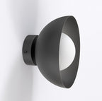 Wandlamp gepoedercoat staal minimalistisch Bibi K1 zwart met witte kap, G9 fitting