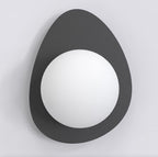 Wandlamp gepoedercoat staal Ovo modern zwart met witte bol Ø 10 cm, G9 fitting voor hal en slaapkamer