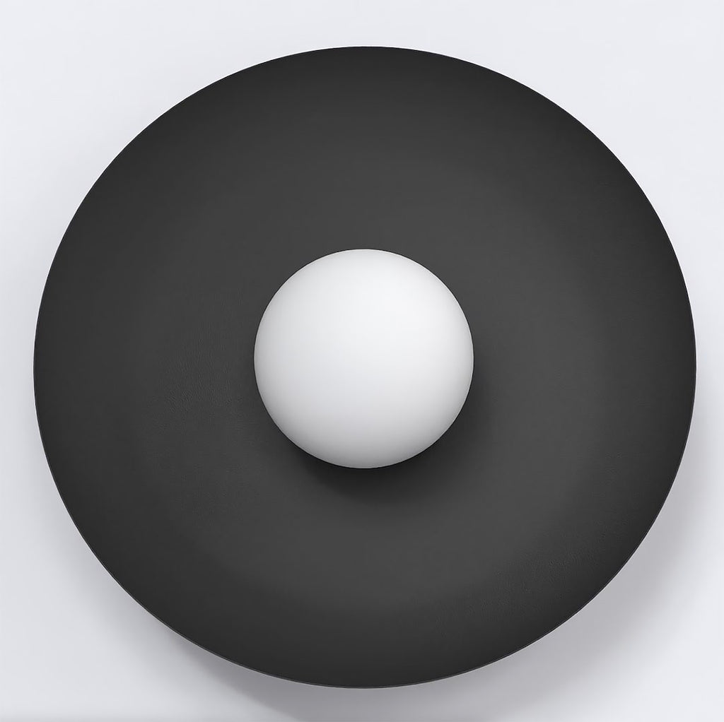 Wandlamp gepoedercoat staal minimalistisch Inspo K1 zwart met witte kap Ø 10 cm, voor woonkamer en hal
