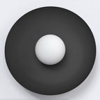 Wandlamp gepoedercoat staal minimalistisch Inspo K1 zwart met witte kap Ø 10 cm, voor woonkamer en hal