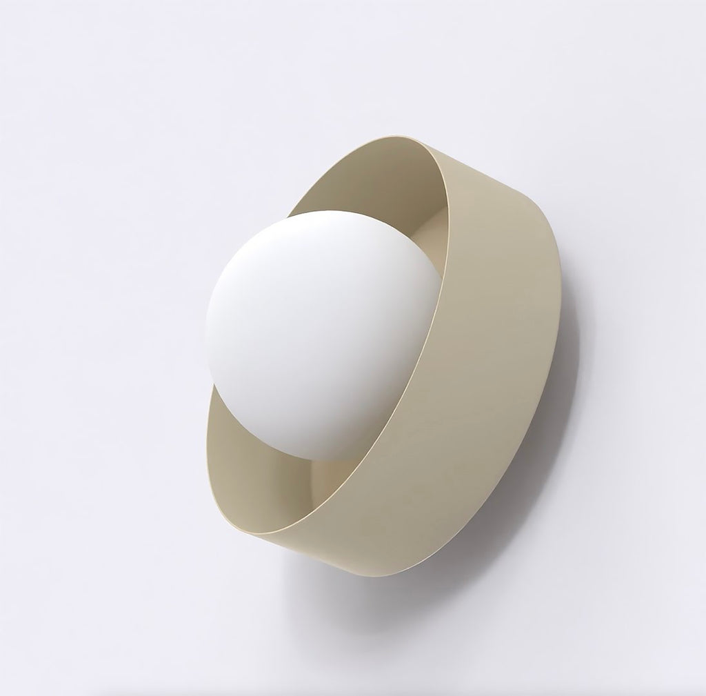 Wandlamp gepoedercoat staal minimalistisch mokka met witte bol Ø 10 cm, G9 fitting, voor hal en slaapkamer