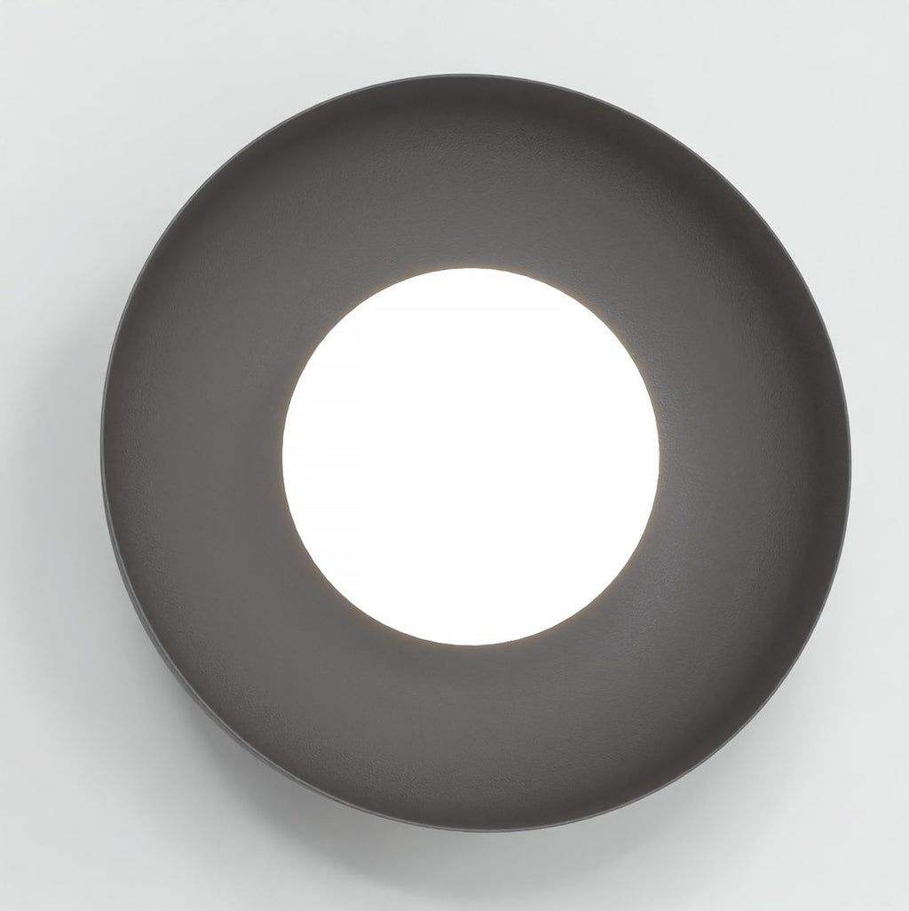Wandlamp gepoedercoat staal Ozzy K1 minimalistisch zwart met witte bol, 20 x 20 x 13 cm, G9 voor hal en woonkamer