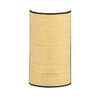 Wandlamp rotan en gepoedercoat staal, boho, Aston, naturel met zwarte rand, 18 x 32 cm, E14