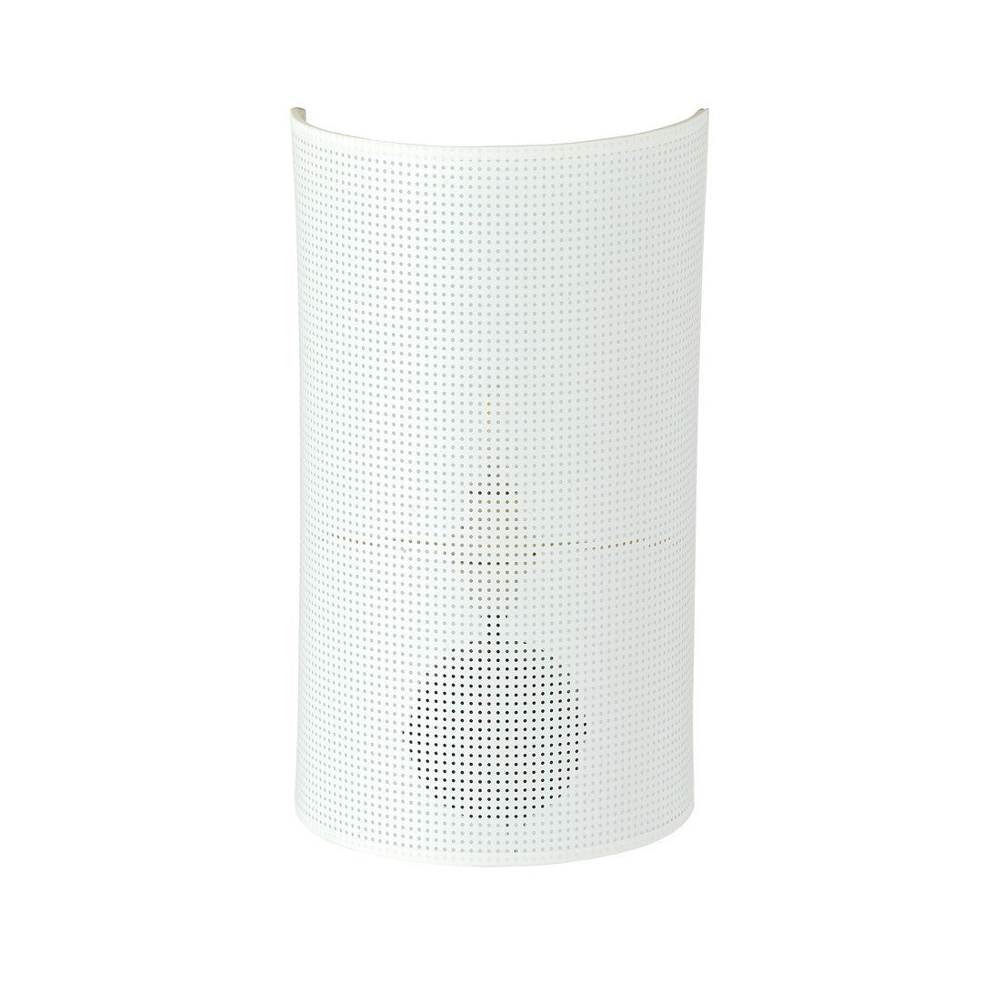 Wandlamp Aston gepoedercoat staal met stoffen kap, industrieel, wit en goud, Ø 18 cm, 1 x E14