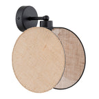 Wandlamp stof en gepoedercoat staal Motif boho, beige lampenkap, mat zwart frame, Ø 20 cm, E27