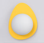 Wandlamp staal modern Ovo, oranje keivormige achterplaat met witte bol Ø 10 cm, G9, voor hal en slaapkamer