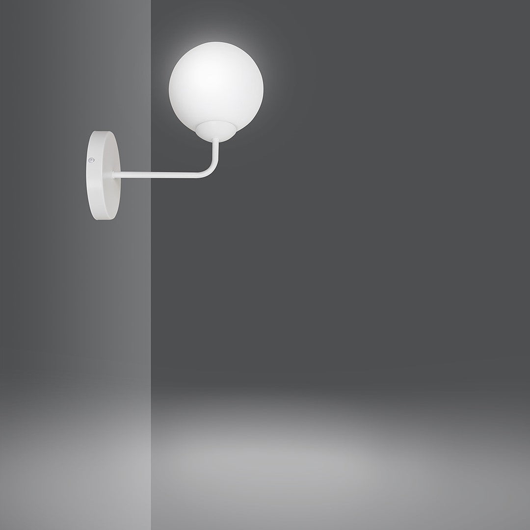 Wandlamp gepoedercoat staal met glas, modern Spijkers K1, wit, kap Ø 15 cm, 1 x E14-fitting