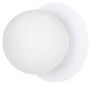 Wandlamp Minerva gepoedercoat staal en melkglas, modern, wit, Ø 15 cm, 1 fitting E14, voor hal, woonkamer of slaapkamer