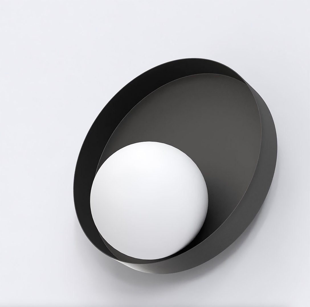 Wandlamp gepoedercoat staal Kido K1 minimalistisch, zwart met witte kap Ø 10 cm, G9, voor hal en slaapkamer