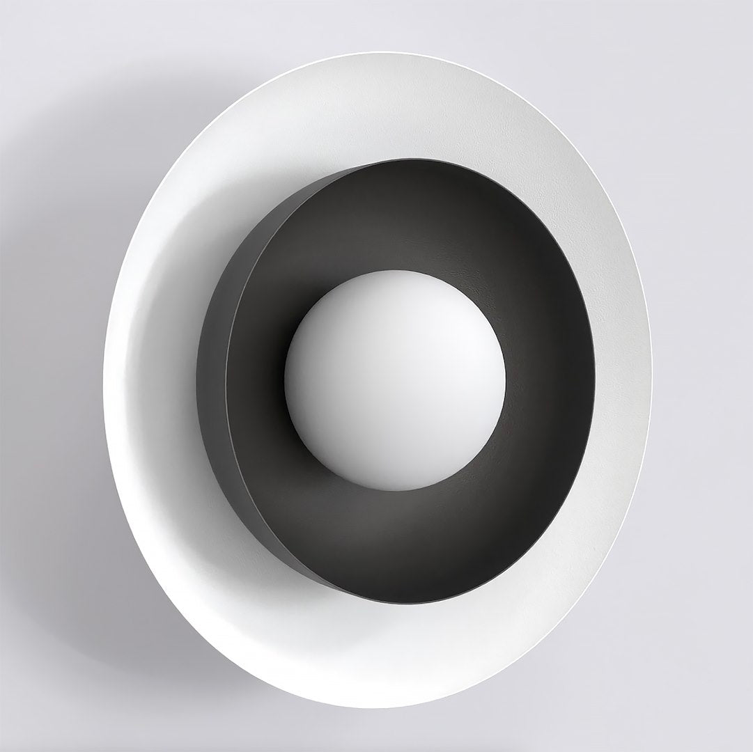 Wandlamp Poppi gepoedercoat staal, Scandinavisch, zwart met witte lampenkap, 30 x 30 cm, G9