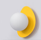 Wandlamp staal modern Ovo, oranje keivormige achterplaat met witte bol Ø 10 cm, G9, voor hal en slaapkamer