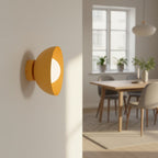 Wandlamp gepoedercoat staal minimalistisch Bibi K1 oranje met witte kap, G9 – 18 x 13 x 18 cm