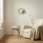 Wandlamp gepoedercoat staal en vilt Calma boho beige 20 x 13 cm, G9 fitting voor slaapkamer en gang