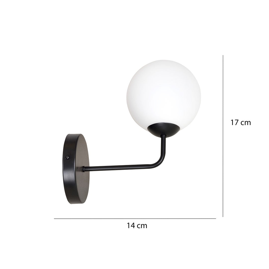 Wandlamp gepoedercoat staal met glas, modern Spijkers K1, wit, kap Ø 15 cm, 1 x E14-fitting