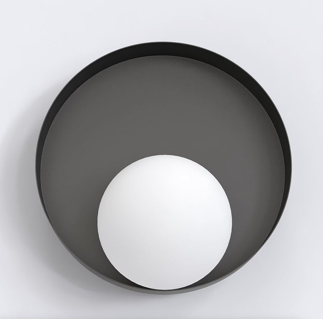 Wandlamp gepoedercoat staal Kido K1 minimalistisch, zwart met witte kap Ø 10 cm, G9, voor hal en slaapkamer