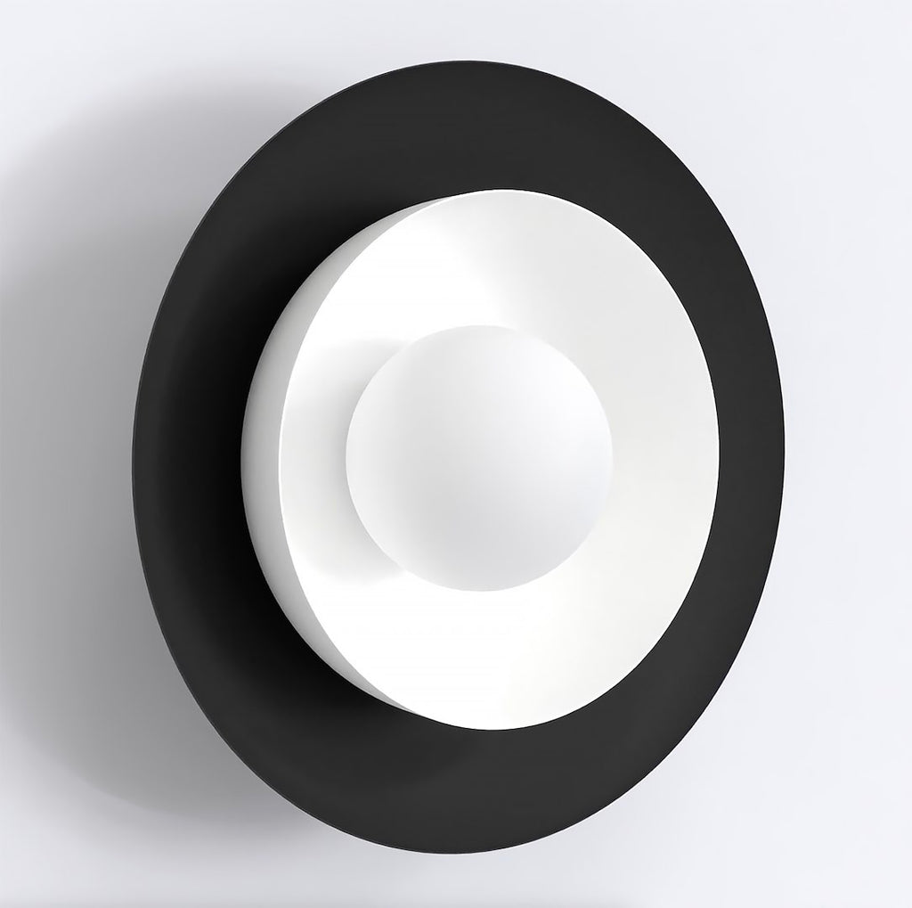 Wandlamp gepoedercoat staal Scandinavisch Poppi zwart met witte kap, G9 fitting, led max. 8 W