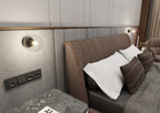 Wandlamp zwart gepoedercoat staal met transparante glazen kap, Rossi, modern, Ø 14 cm, woonkamer en slaapkamer