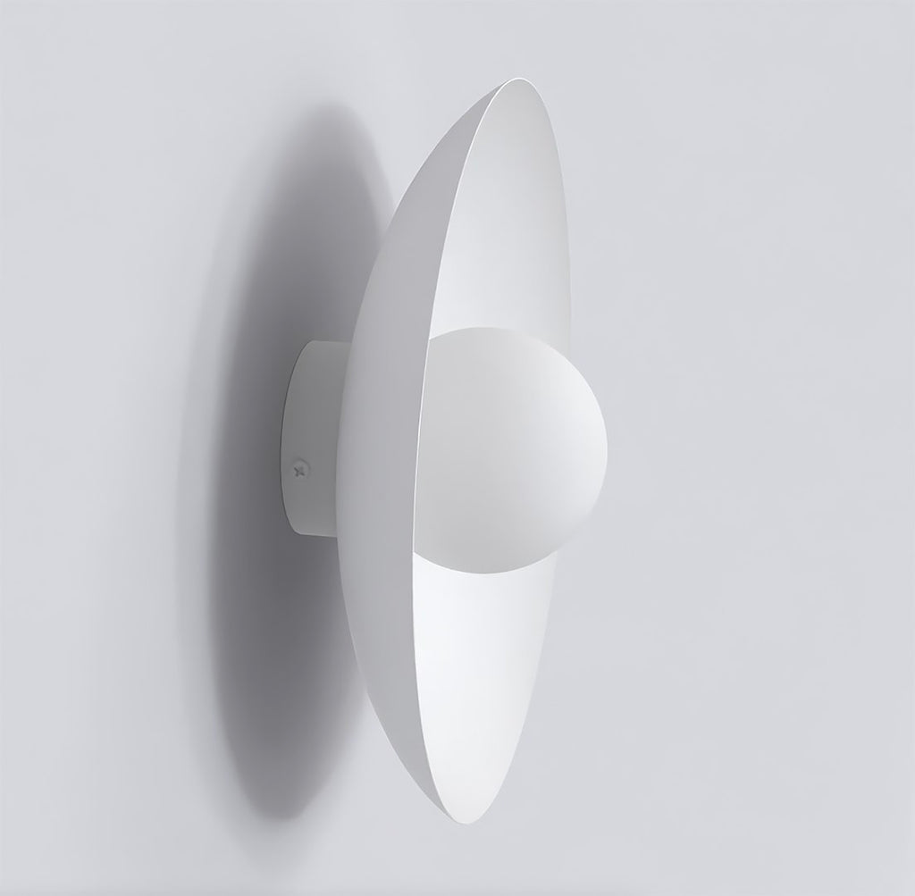 Wandlamp gepoedercoat staal minimalistisch Inspo, wit, lampscherm Ø 10 cm, G9 fitting, woonkamer en gang