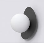 Wandlamp gepoedercoat staal Ovo modern zwart met witte bol Ø 10 cm, G9 fitting voor hal en slaapkamer